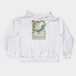 Earth - Art Nouveau Space Travel Poster Kids Hoodie